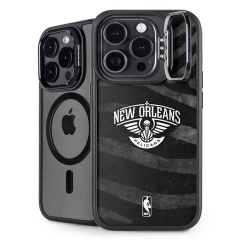 NBA New Orleans Pelicans Black Animal Print iPhone 15 Pro Kickstand Case
